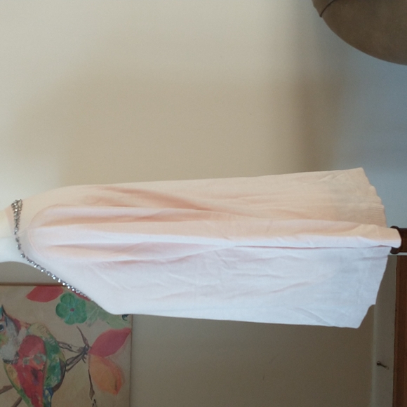 Hot in Hollywood cashmere blend V-Neck sweater pink blush rhinestones size M - Picture 4 of 8